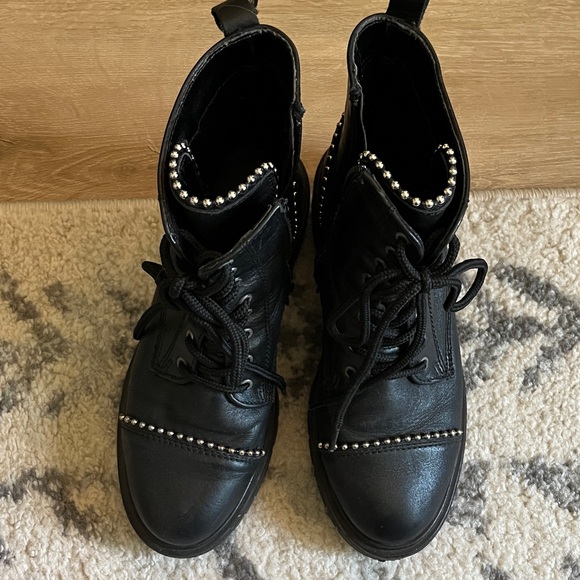 Aldo Black Studded Combat Boots - Picture 3 of 7